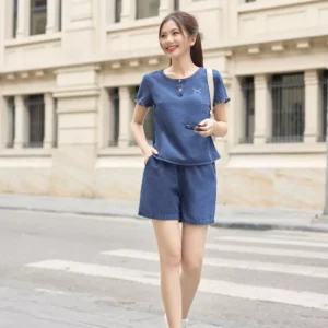 Đồ Bộ Mặc Nhà Quần Đùi Bò Giấy