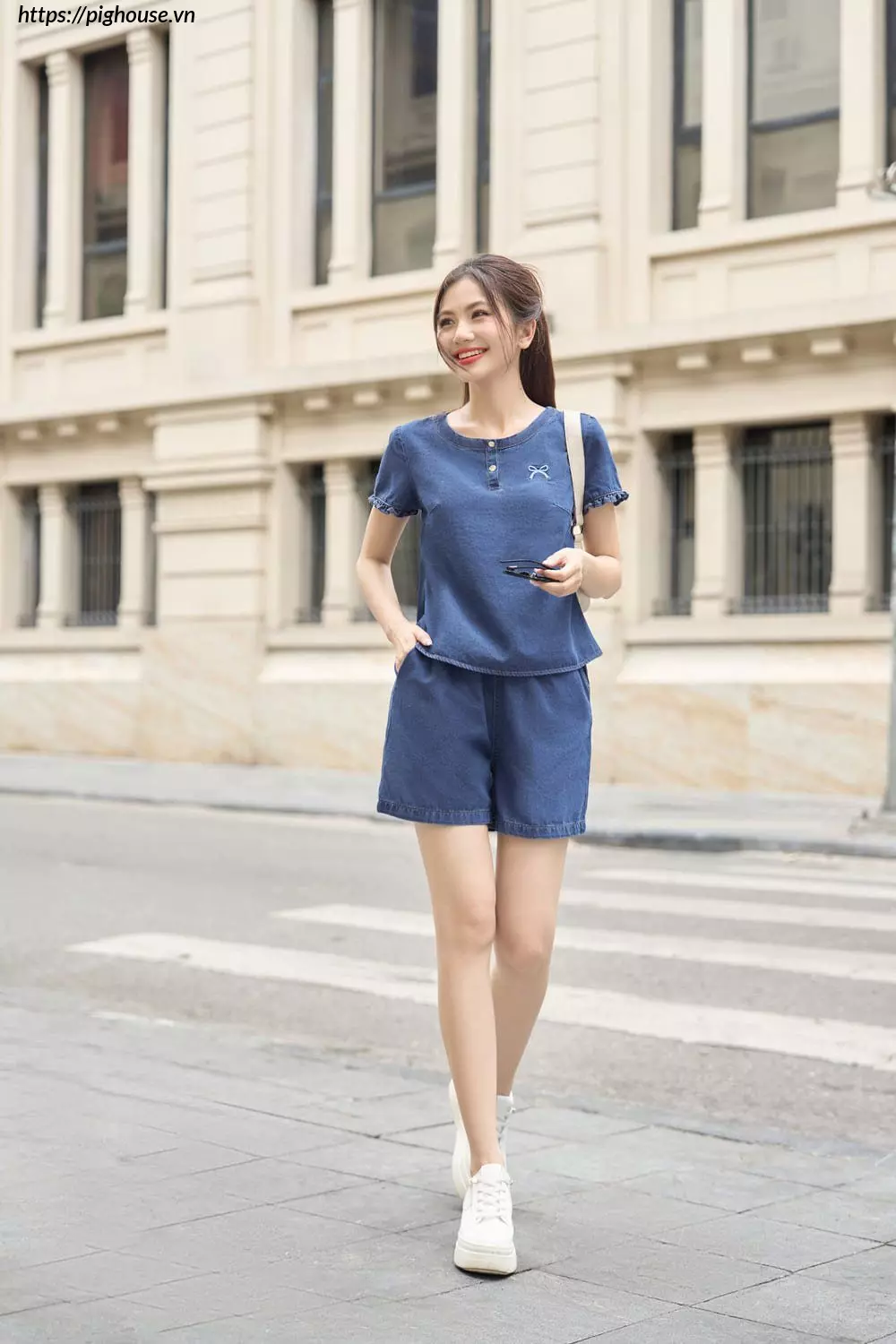 Đồ Bộ Mặc Nhà Quần Đùi Bò Giấy