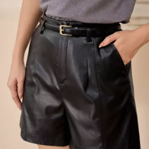 Quần short da nữ cạp cao Cardina