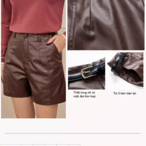 Quần short da nữ cạp cao Cardina