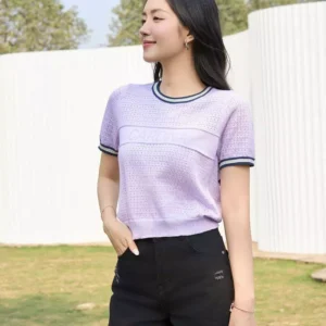 Ao Cotton Coc Tay Nu Cardina Bo Gau Tay