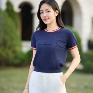 Ao Cotton Coc Tay Nu Cardina Bo Gau Tay