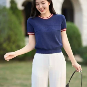 Ao Cotton Coc Tay Nu Cardina Bo Gau Tay