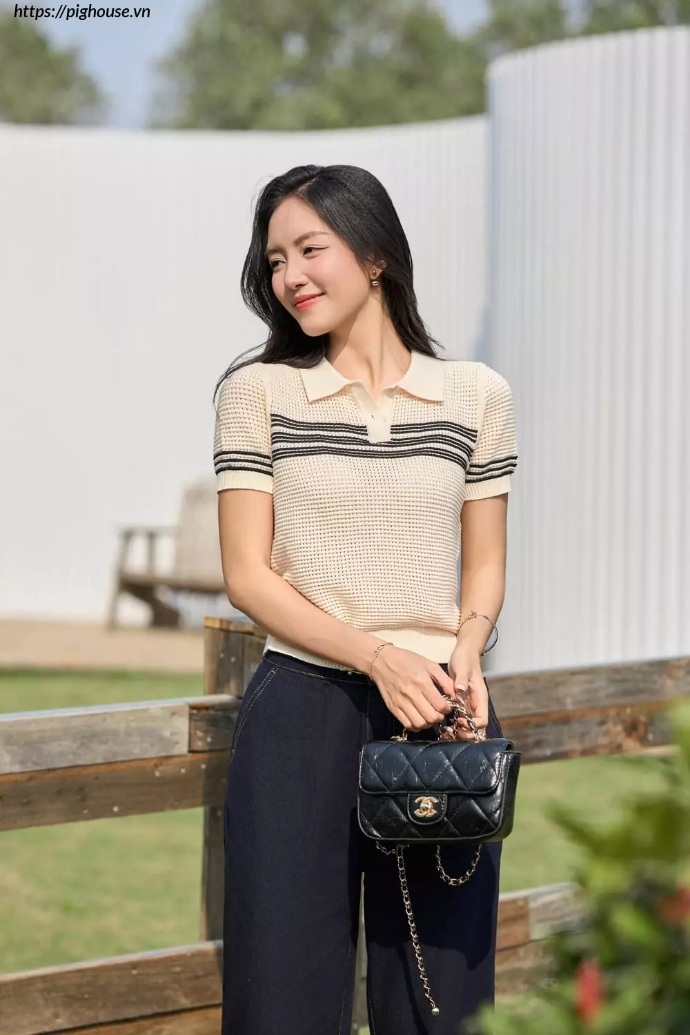 Ao Polo Nu Cotton Det Hoa Tiet Cardina