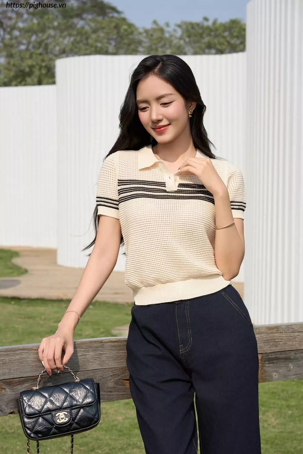 Ao Polo Nu Cotton Det Hoa Tiet Cardina