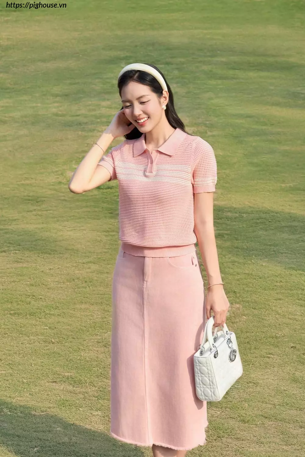 Ao Polo Nu Cotton Det Hoa Tiet Cardina