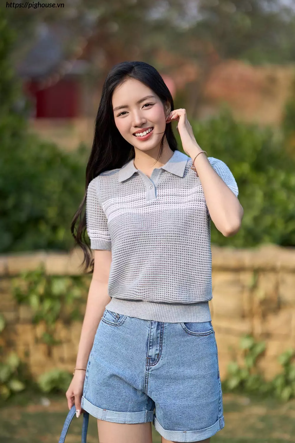 Ao Polo Nu Cotton Det Hoa Tiet Cardina