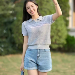 Ao Polo Nu Cotton Det Hoa Tiet Cardina