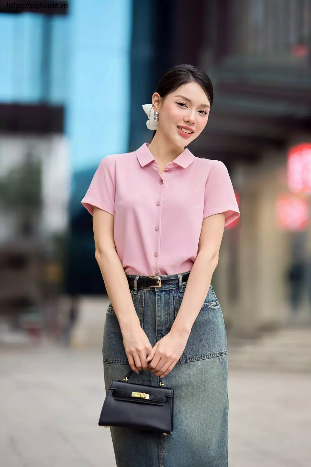 áo sơ mi lụa tuyết cổ đức cardina