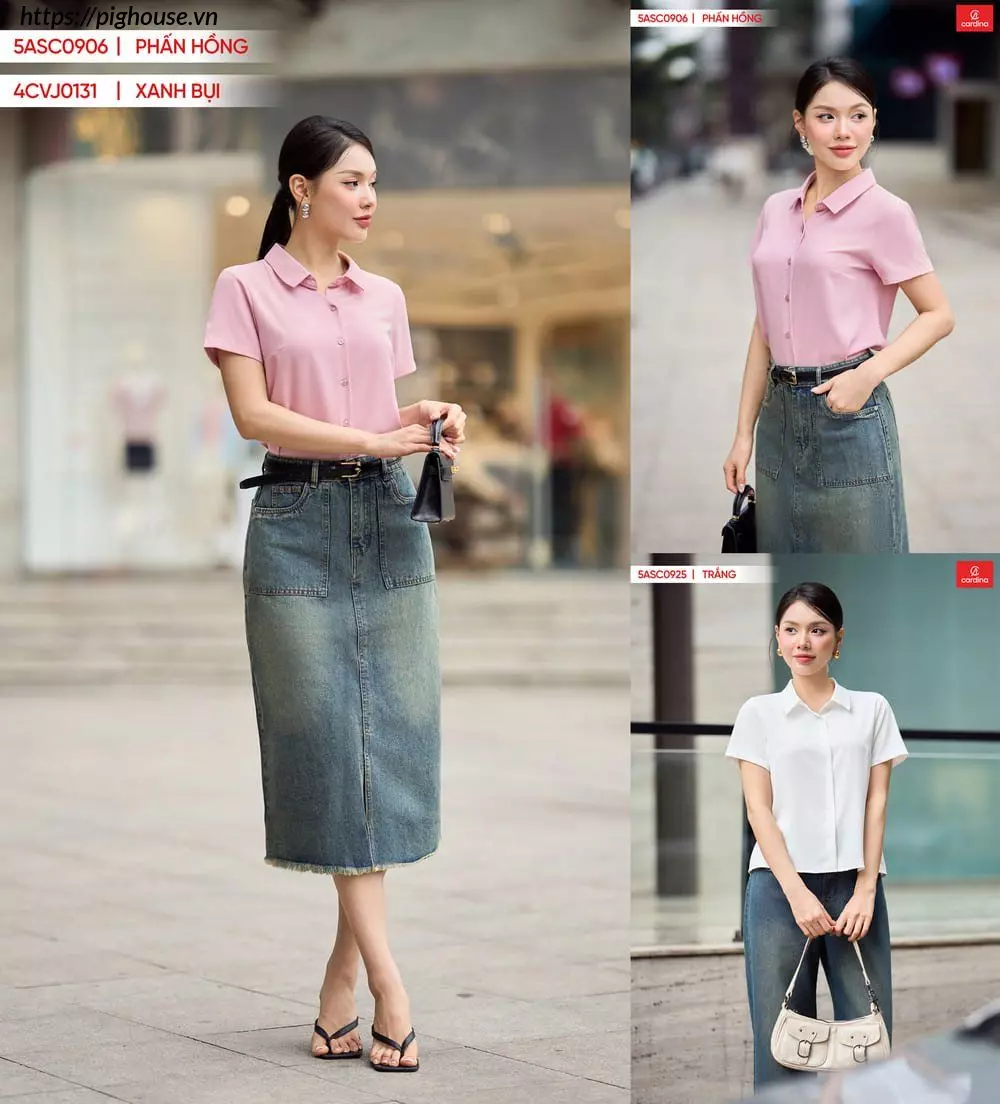 áo sơ mi lụa tuyết cổ đức cardina