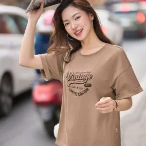 Áo Phông Cotton Nữ Cổ Tròn Dáng Suông Cardina