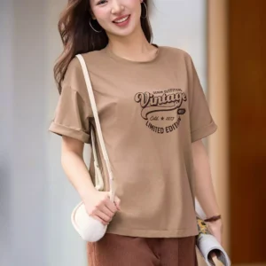 Áo Phông Cotton Nữ Cổ Tròn Dáng Suông Cardina