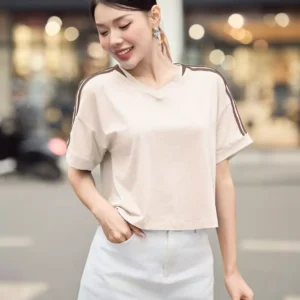 Ao Croptop Cotton Co Tim Cardina Ton Dang