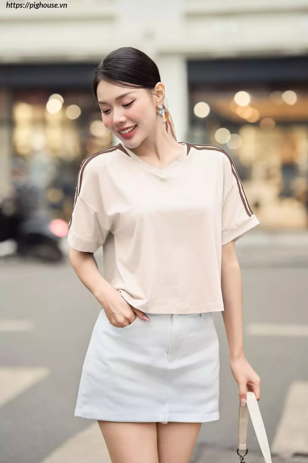 Ao Croptop Cotton Co Tim Cardina Ton Dang