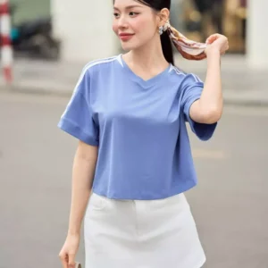 Ao Croptop Cotton Co Tim Cardina Ton Dang
