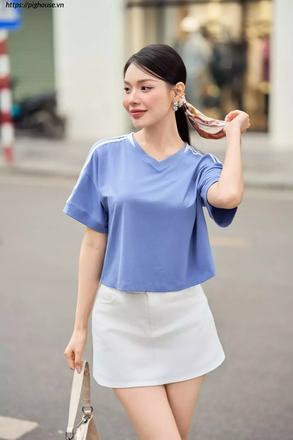 Ao Croptop Cotton Co Tim Cardina Ton Dang