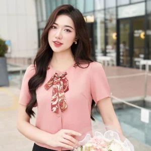 Áo Ký Giả LF5KG06 Nơ Cổ Sang Trọng