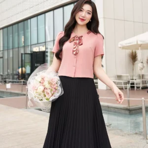 Áo Ký Giả LF5KG06 Nơ Cổ Sang Trọng