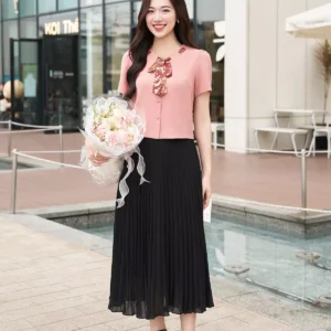 Áo Ký Giả LF5KG06 Nơ Cổ Sang Trọng