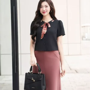 Áo Ký Giả LF5KG06 Nơ Cổ Sang Trọng