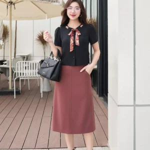 Áo Ký Giả LF5KG06 Nơ Cổ Sang Trọng