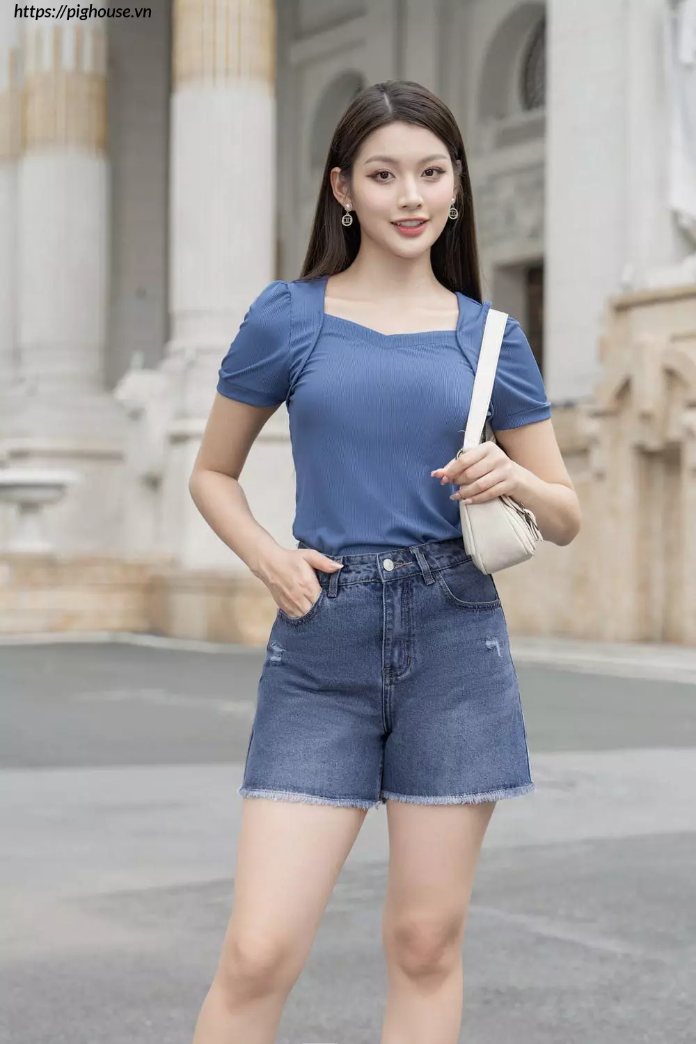 Quan Short Jean Nu Cardina Dang A Cap Cao