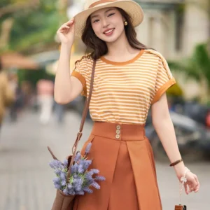 Áo Phông Cotton Kẻ Tay Cánh Dơi Cardina