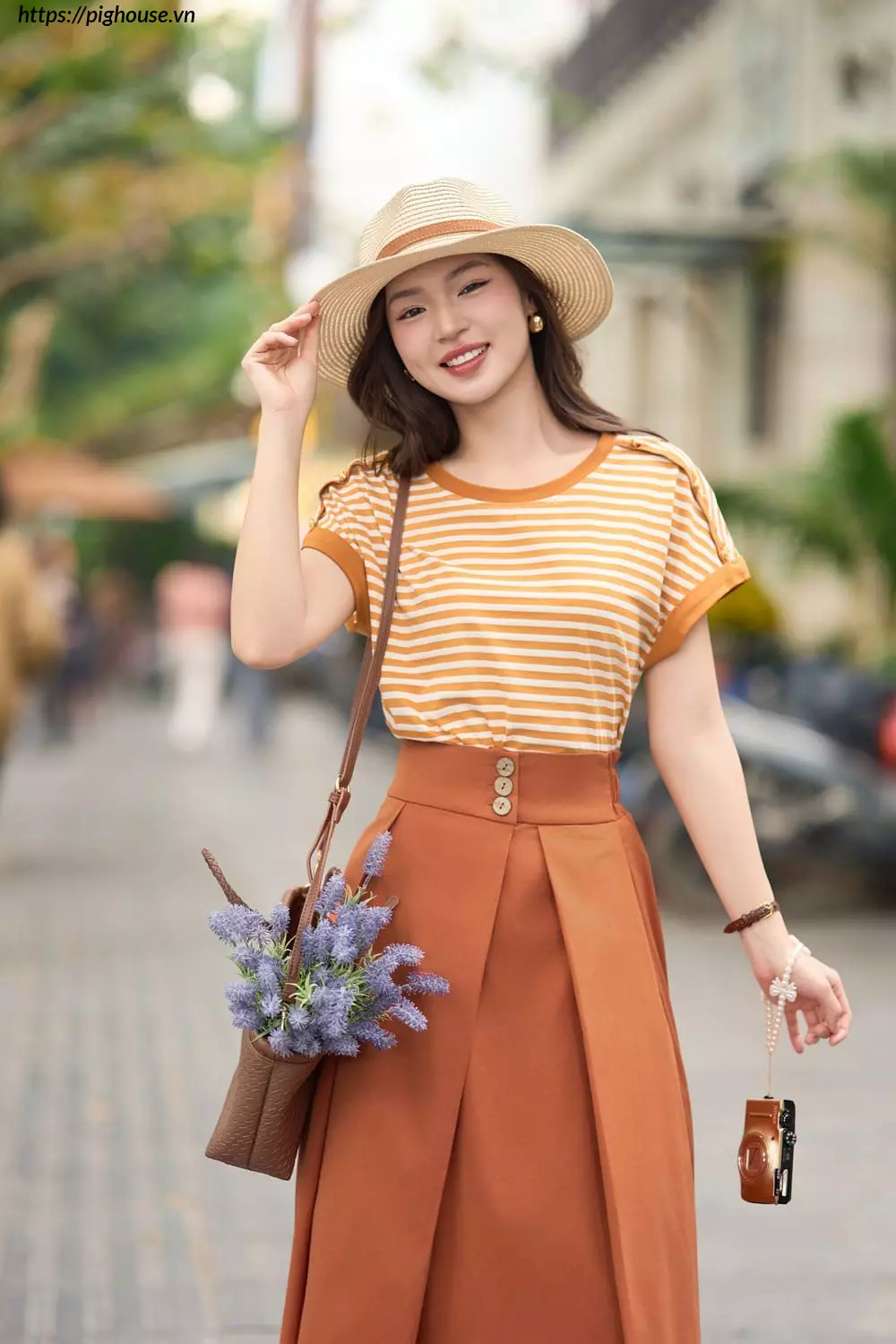 Áo Phông Cotton Kẻ Tay Cánh Dơi Cardina