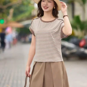 Áo Phông Cotton Kẻ Tay Cánh Dơi Cardina
