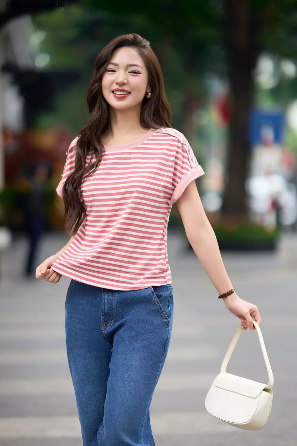 Áo Phông Cotton Kẻ Tay Cánh Dơi Cardina