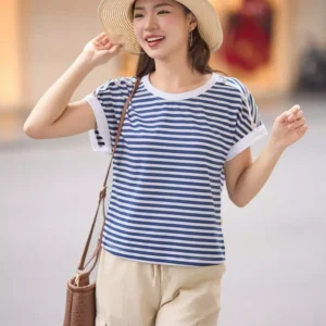 Áo Phông Cotton Kẻ Tay Cánh Dơi Cardina