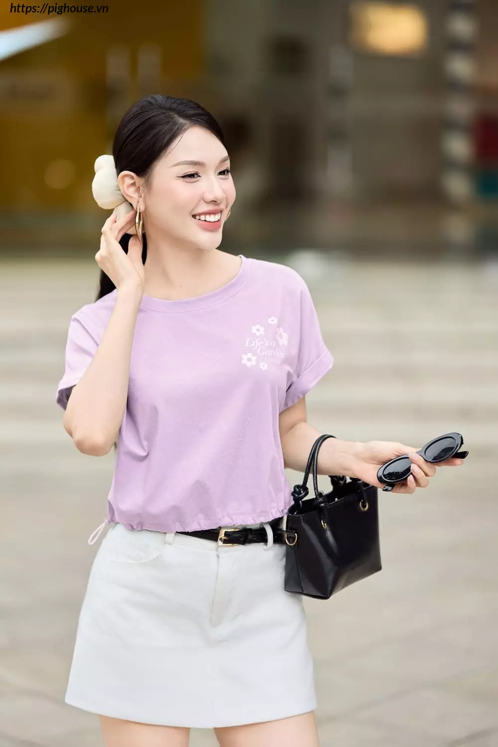 áo phông cotton tay liền rút gấu cardina