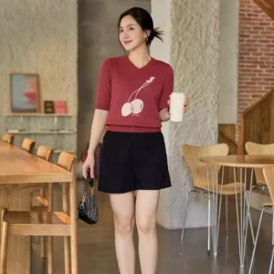 Quần Đùi Nhung Tăm Cạp Cao Tôn Dáng