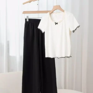 Set Tam Han Beo Quan Đũi Ống Suông Cardina