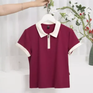 Áo Polo Nữ Cotton Mềm Mát Cổ Khóa Phối Màu
