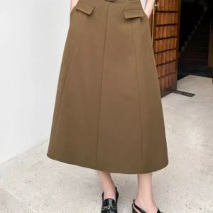 Chân váy midi chữ A kèm đai rời Cardina