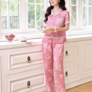 Pijama Lụa Quần Suông Cardina Họa Tiết Gấu