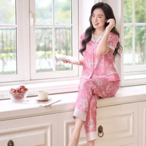 Pijama Lụa Quần Suông Cardina Họa Tiết Gấu