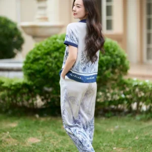 Pijama Lụa Quần Suông Cardina Họa Tiết Gấu