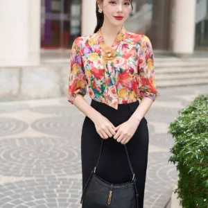 Chân váy bút chì dài lưng cao thanh lịch