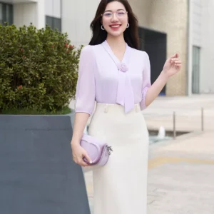 Chân váy bút chì dài lưng cao thanh lịch