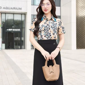 Áo Sơ Mi Tay Ngắn Họa Tiết LF5SM17