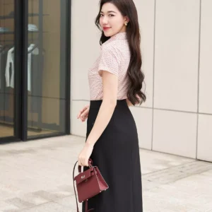 Chân váy midi dáng A cạp góc tinh tế