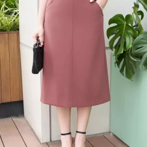 Chân váy midi dáng A cạp góc tinh tế