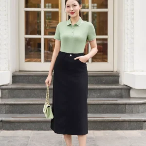 Chân váy Jeans chữ A rộng co giãn trẻ trung