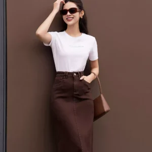 Chân váy Jeans chữ A rộng co giãn trẻ trung