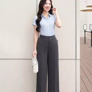 Quần suông nấm cạp cao LF5QD14 thanh lịch