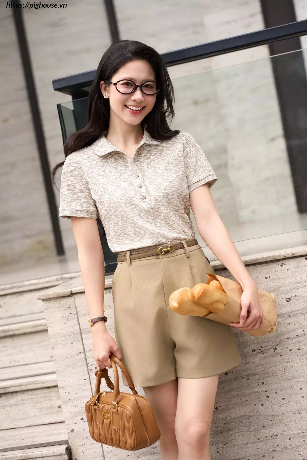 Polo tam cotton la co tron Cardina