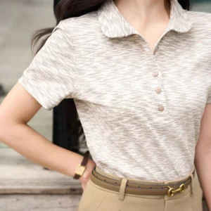 Polo tam cotton la co tron Cardina