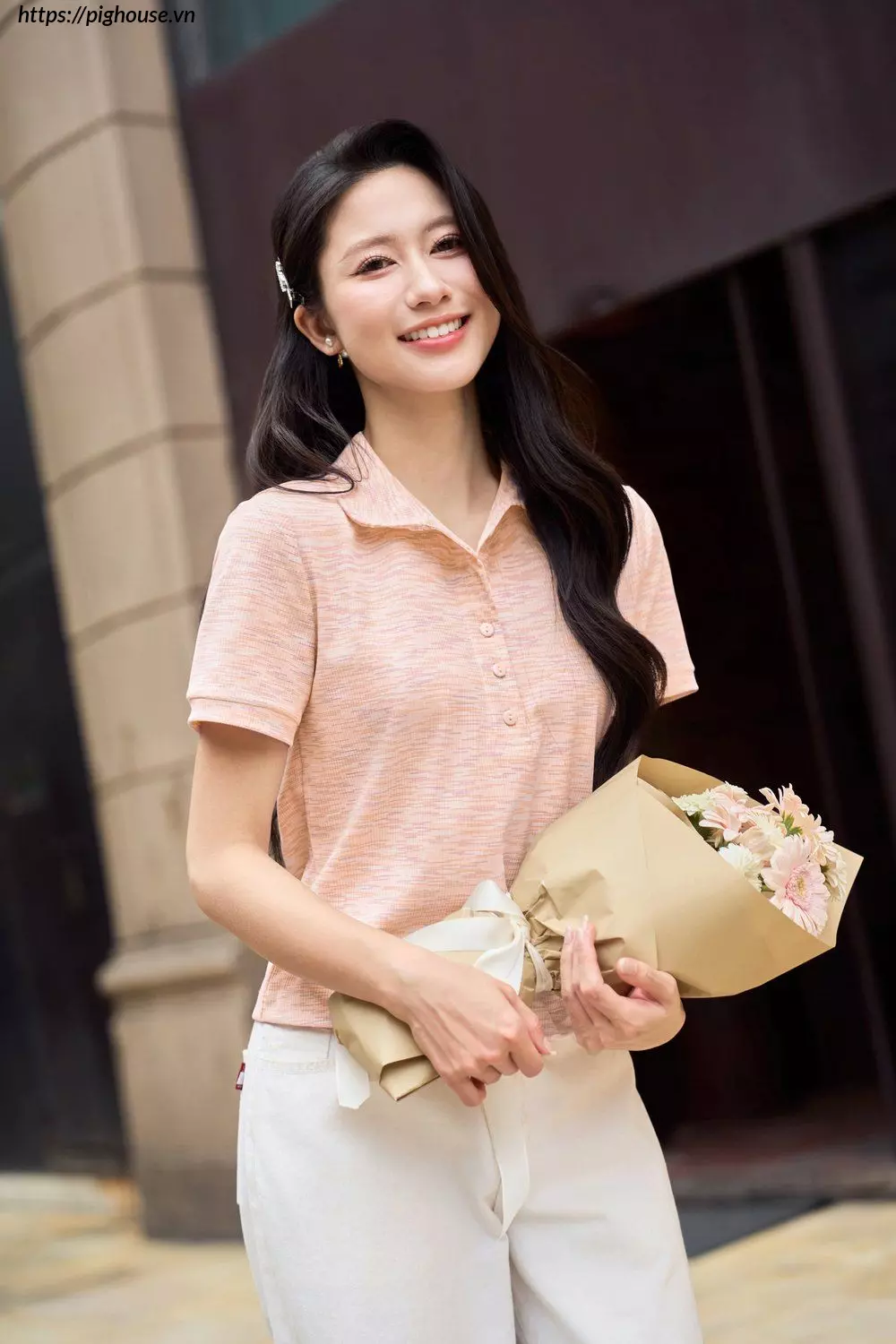 Polo tam cotton la co tron Cardina